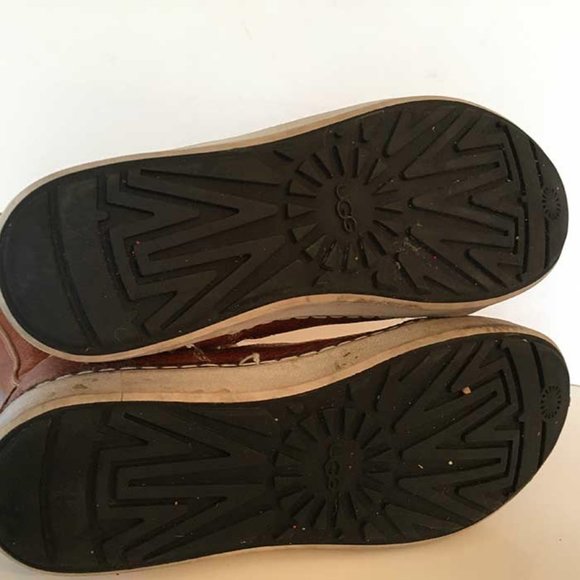 UGG tan leather boots w decorative buckles 8 - Picture 4 of 4